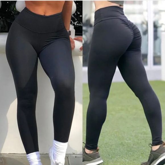 Women Leggings Booty Scrunch Round High Waist Butt Yoga Legging Fitness Pants - Picture 8 of 12